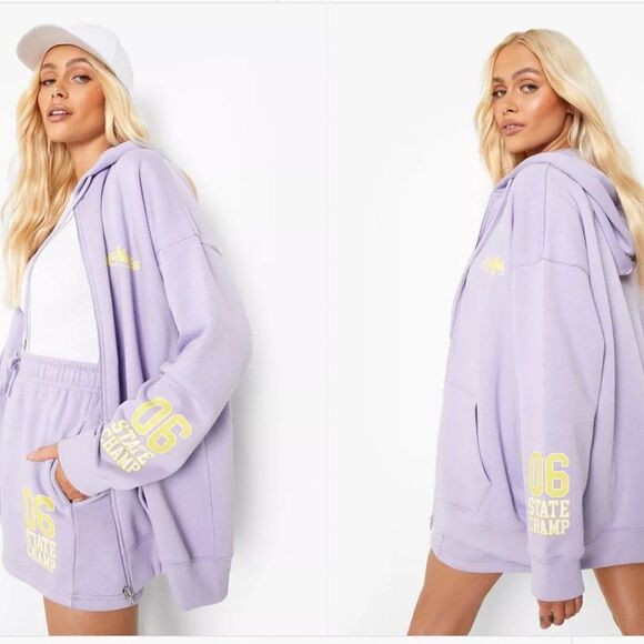 Boohoo  Athletics Printed Zip Through Short Tracksuit - Picture 2 of 2